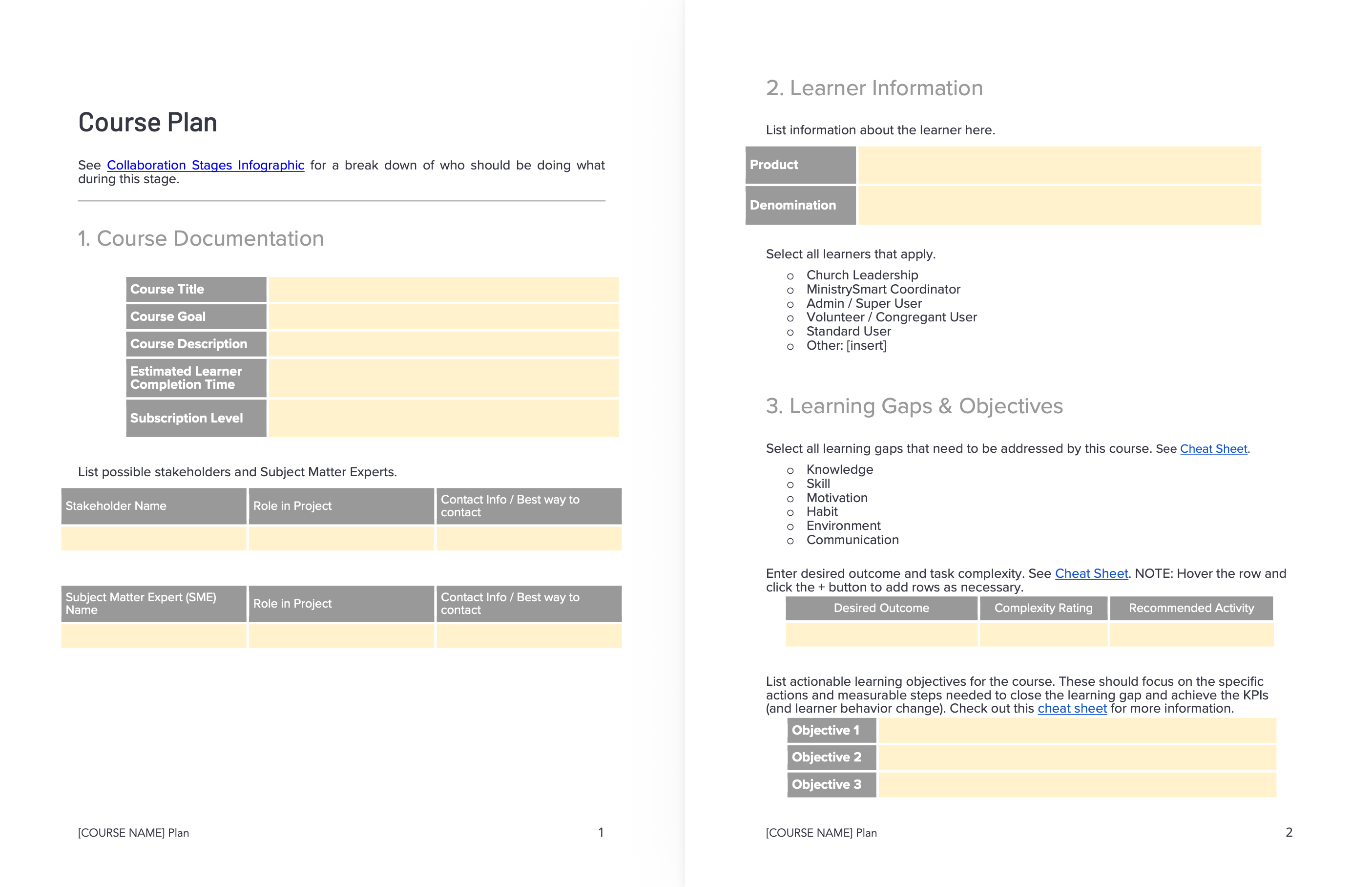 Course Design Template